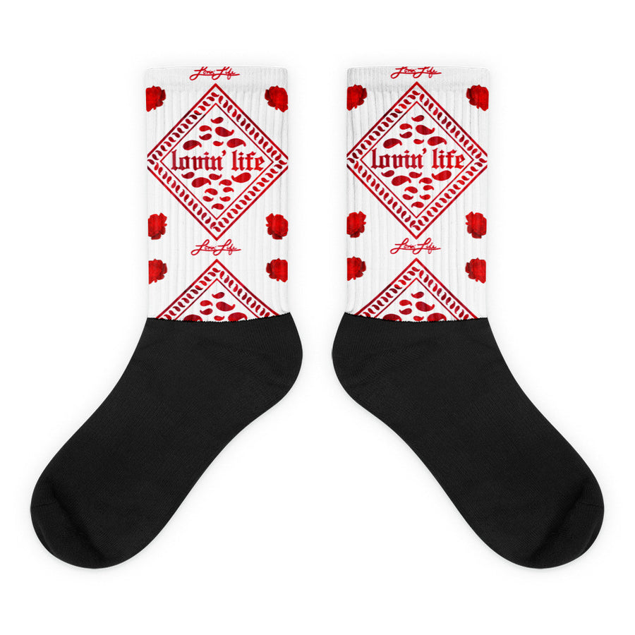 Rosey Red Black foot socks