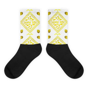 Rosey Yellow Black foot socks