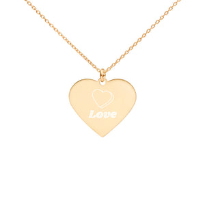 Love heart Engraved Silver Heart Necklace