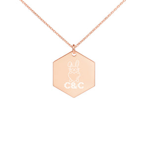 CEZZY Engraved Silver Hexagon Necklace