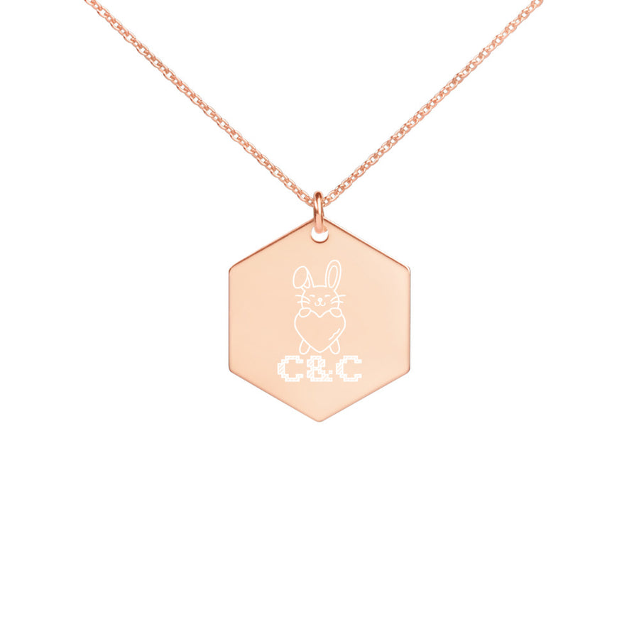 CEZZY Engraved Silver Hexagon Necklace