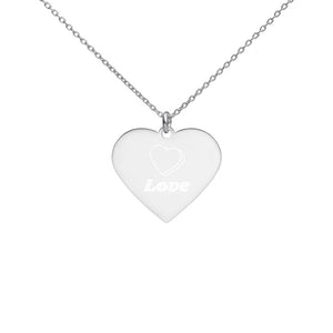 Love heart Engraved Silver Heart Necklace