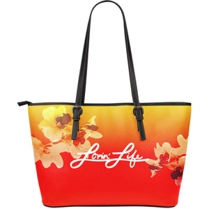 Lovin' Life Orchid Large Leather Tote Bag