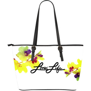 Lovin' Life Orchid Large Leather Tote Bag