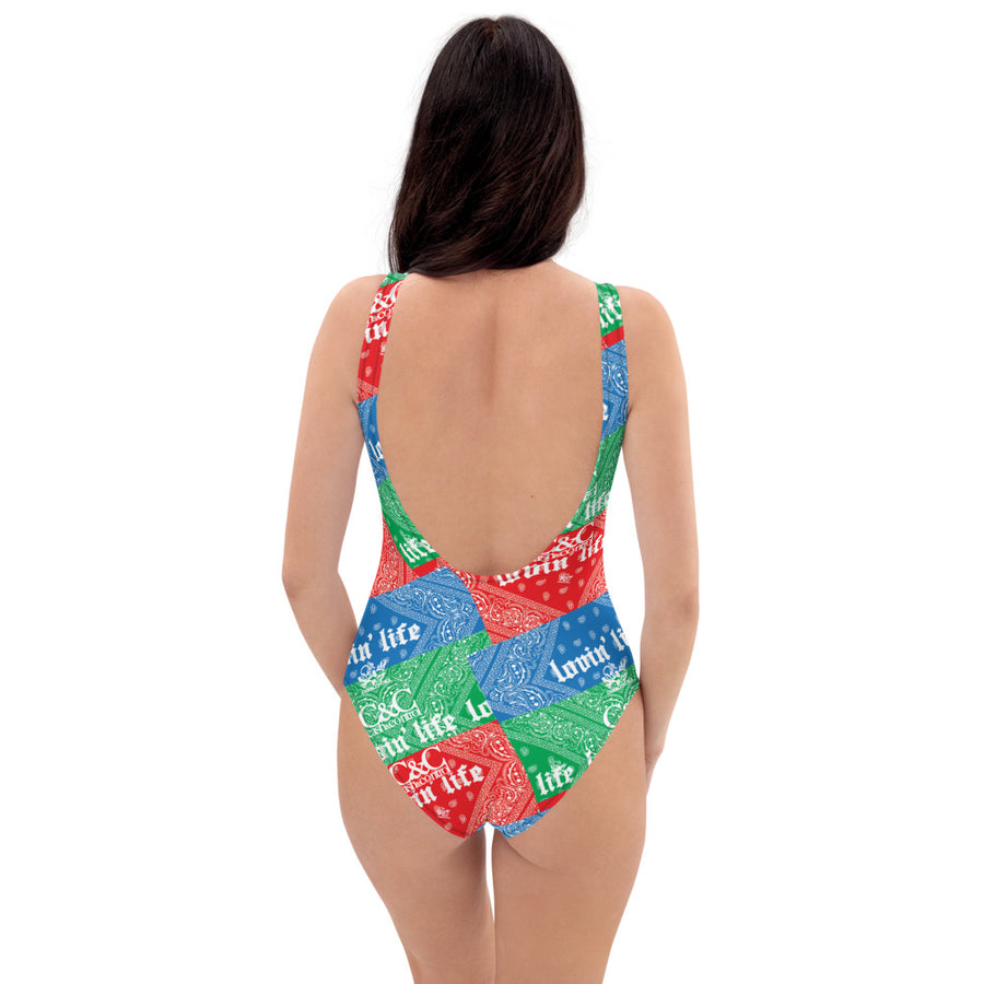 C&C Red, Blue, Green $$$ One-Piece Swimsuit