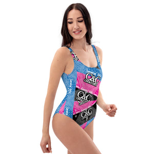 C&C Pink Blu Blac El hefe One-Piece Swimsuit