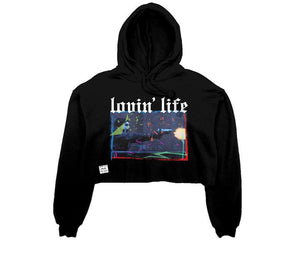 LOVIN' LIFE DEAD PRES - crop fleece hoodie