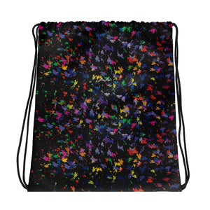 Lovin' Life - splatter paint blac Drawstring bag
