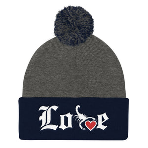 Lovin' Life - SELF LOVE - red heart/white Pom Pom Knit Cap