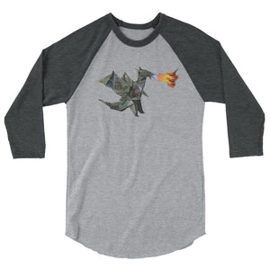 Origami Money Dragon 3/4 sleeve raglan shirt