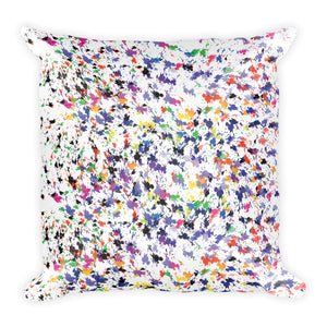 Lovin' Life splatter paint white Square Pillow 18”x18”