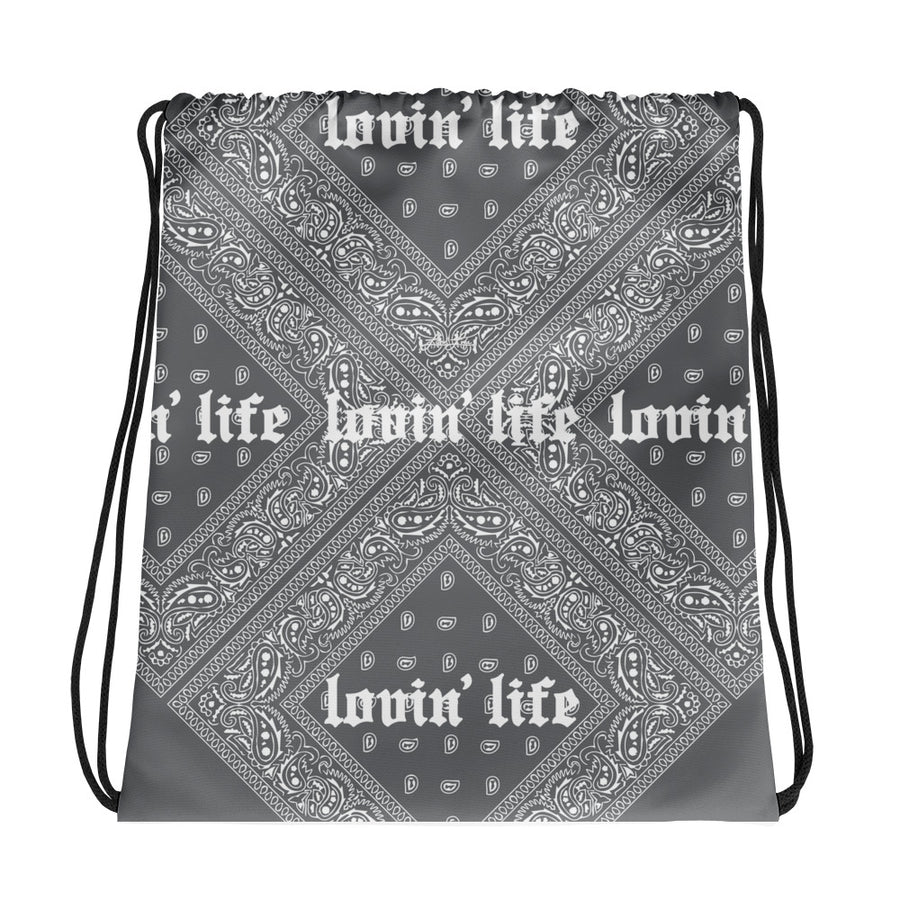 Lovin' Life - el hefe grey Drawstring bag