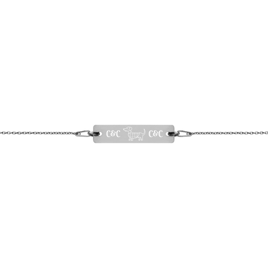 Dog luv Engraved Silver Bar Chain Bracelet