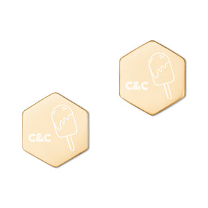 C&C ice cream pop Sterling Silver Hexagon Stud Earrings