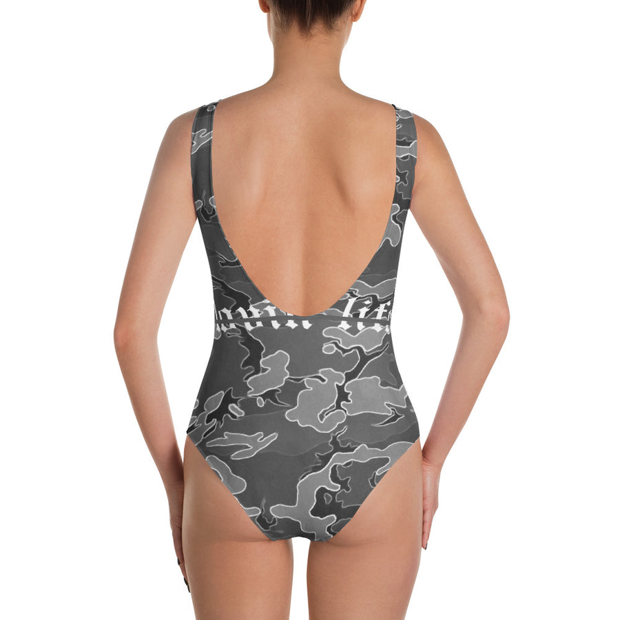 Camo Remix Grey One-Piece Swimsuit