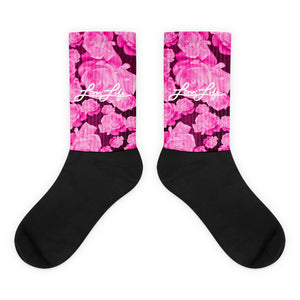 Rosey Pink Black foot socks