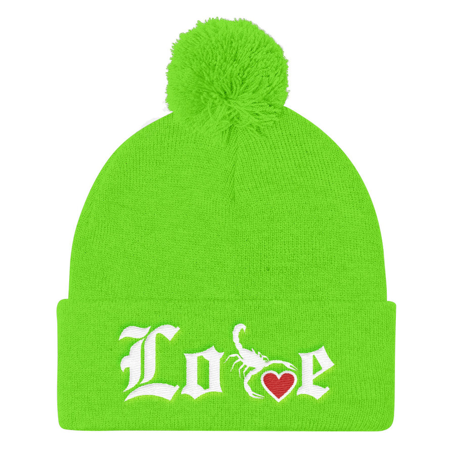 Lovin' Life - SELF LOVE - red heart/white Pom Pom Knit Cap