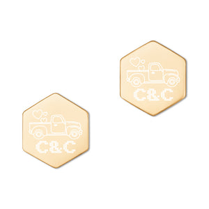 LOVE CLASSIC PICK-UP TRUCK Sterling Silver Hexagon Stud Earrings