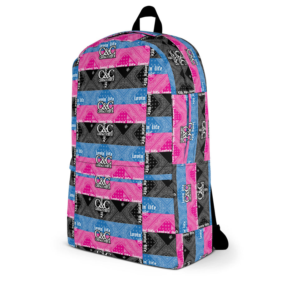 BLU, PINK, BLAC bandana laptop/Backpack