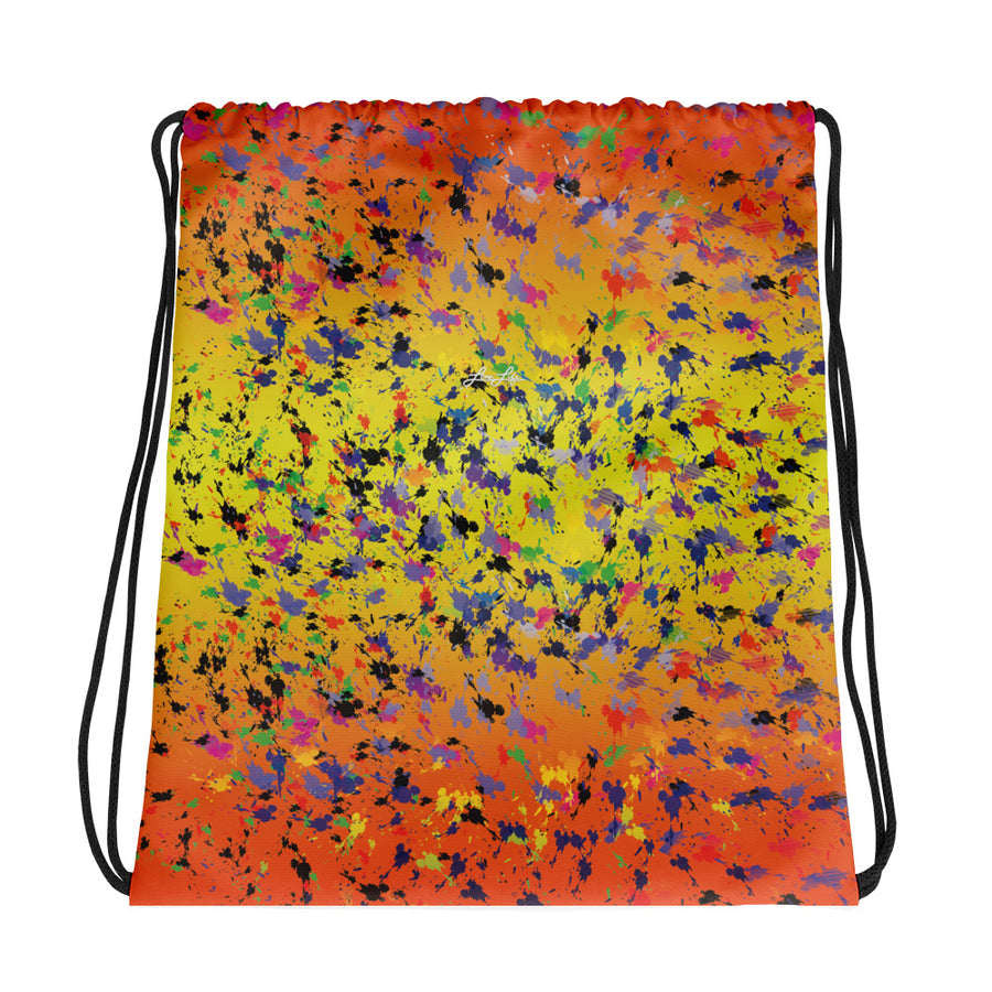 Lovin' Life - splatter paint orange Drawstring bag
