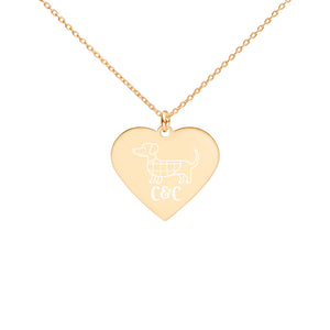 Dog luv Engraved Silver Heart Necklace
