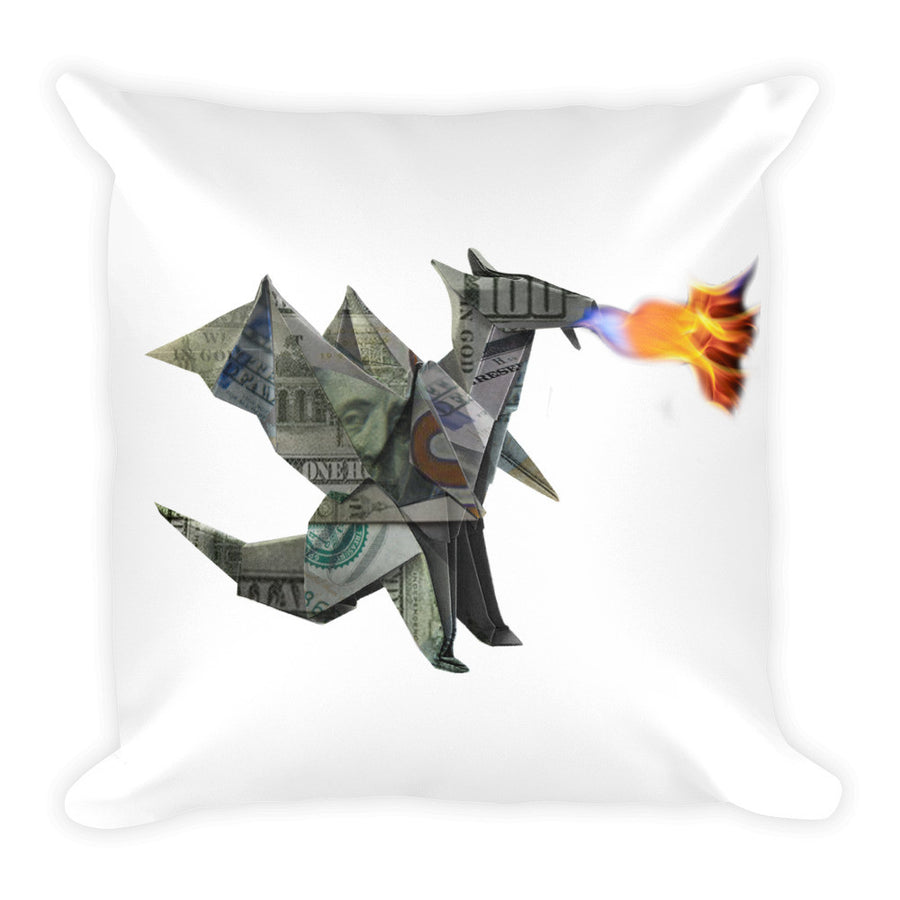 Origami Money Dragon iPhone Square Pillow 18”x18”