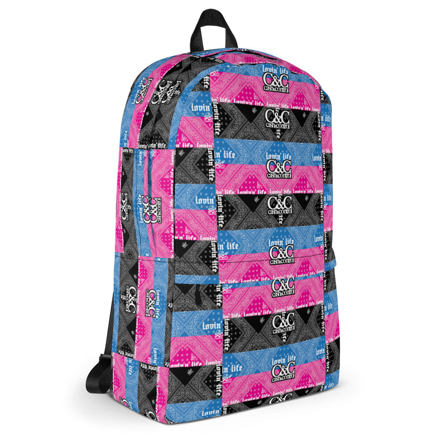 BLU, PINK, BLAC bandana laptop/Backpack