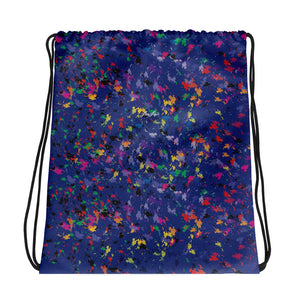 Lovin' Life - splatter paint blu Drawstring bag