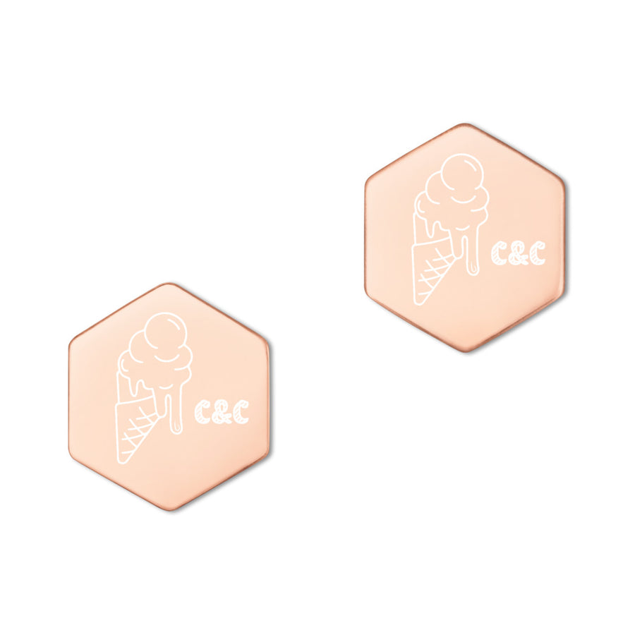 C&C ice cream Sterling Silver Hexagon Stud Earrings