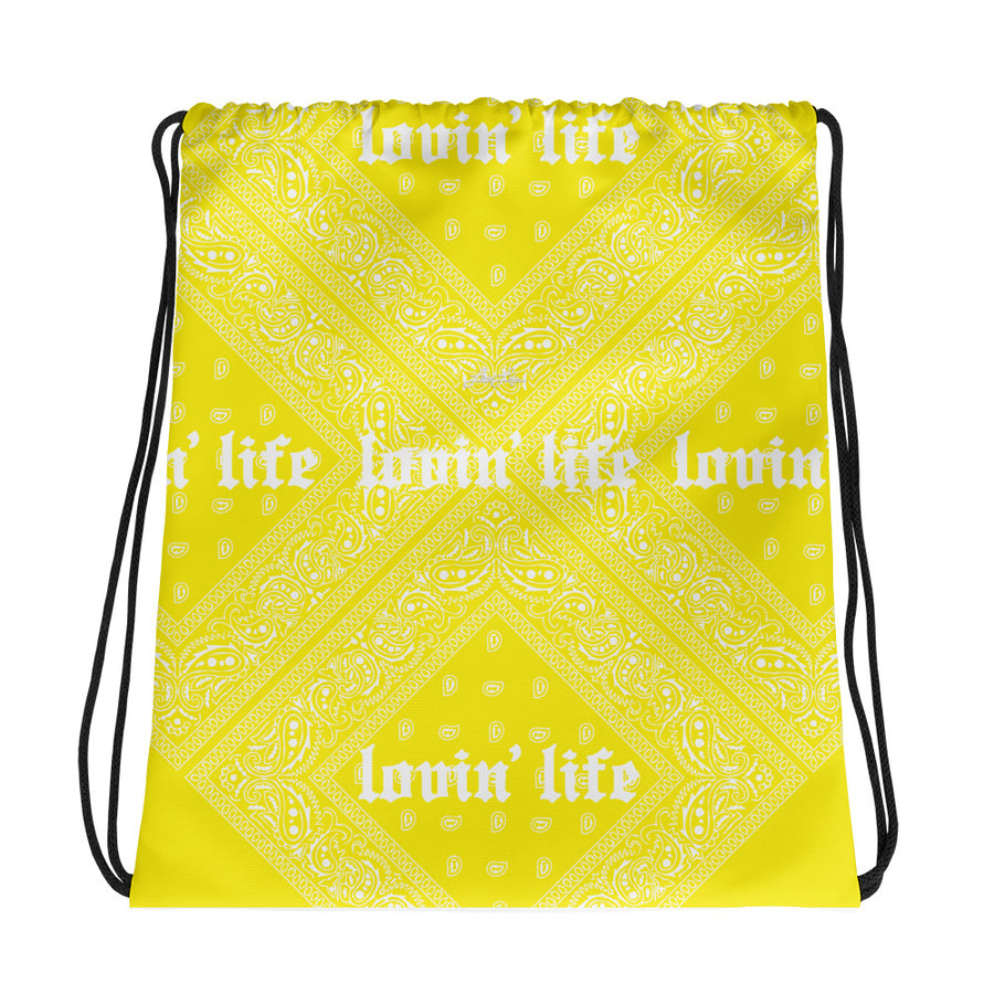 Lovin' Life - el hefe yellow Drawstring bag