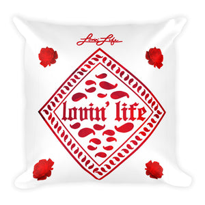 Rosey Red Square Pillow 18x18