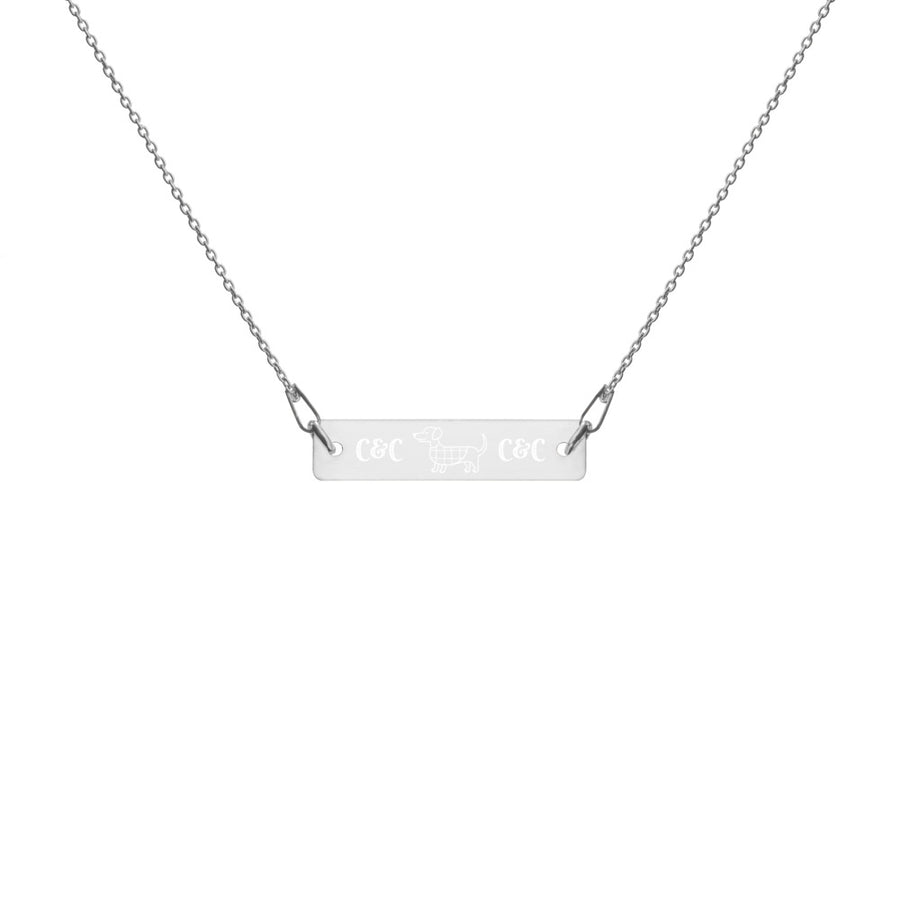 Dog luv Engraved Silver Bar Chain Necklace