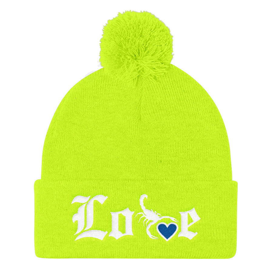 Lovin' Life - SELF LOVE - blu heart/white Pom Pom Knit Cap