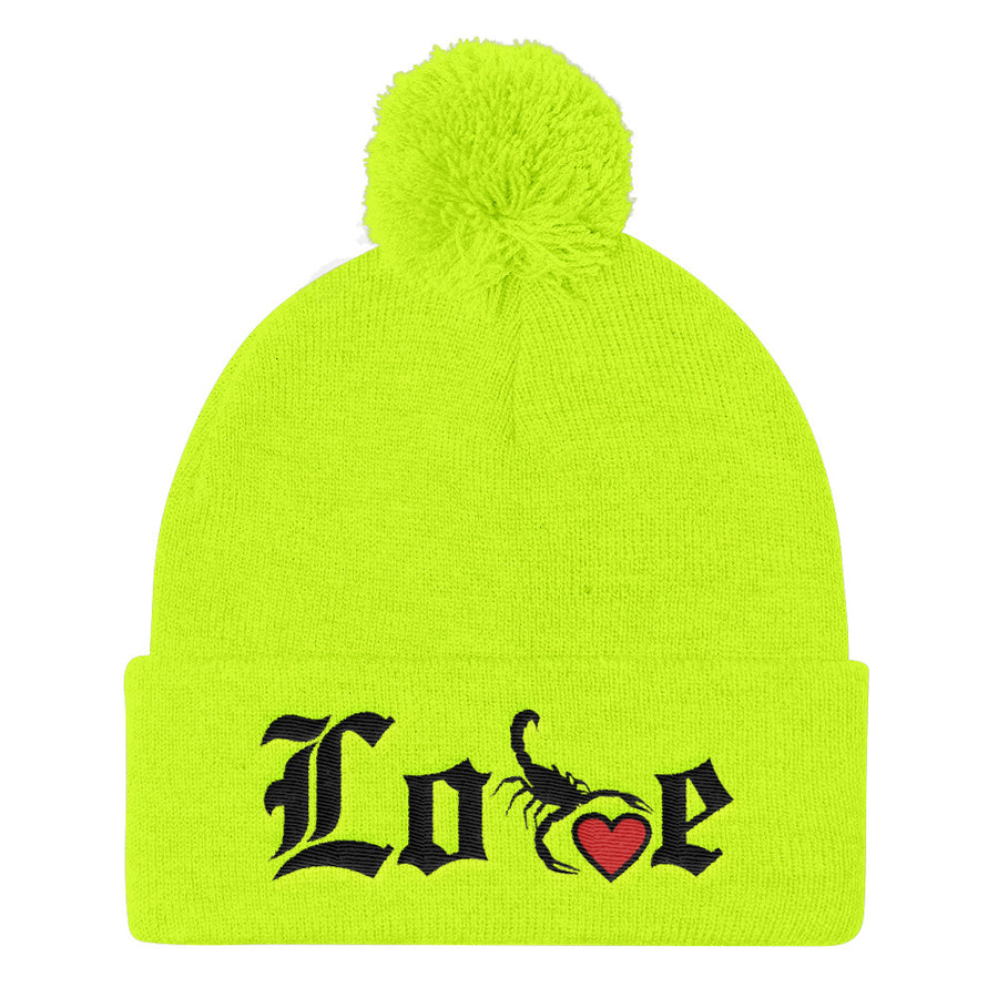 Lovin' Life - SELF LOVE - red heart/blac Pom Pom Knit Cap