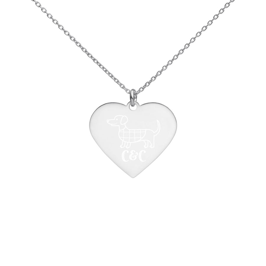 Dog luv Engraved Silver Heart Necklace
