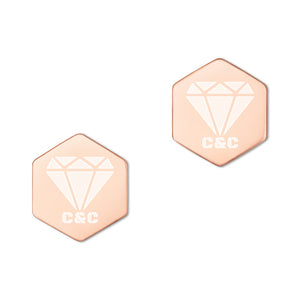 Dynamic Diamond Sterling Silver Hexagon Stud Earrings