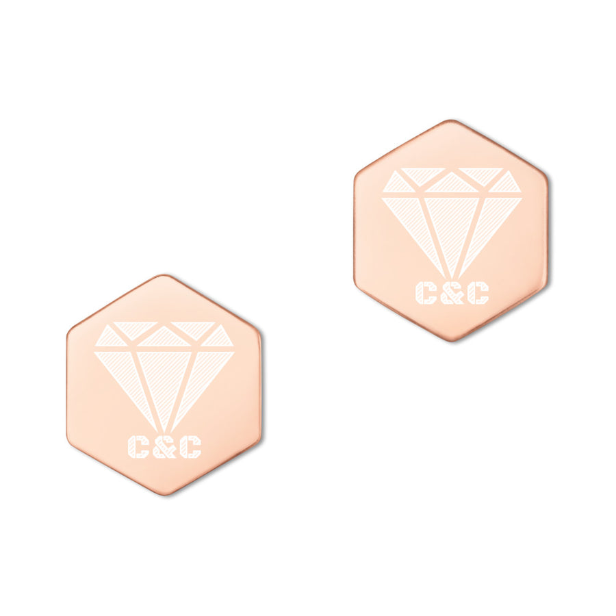 Dynamic Diamond Sterling Silver Hexagon Stud Earrings