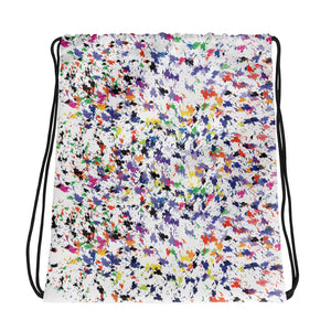 Lovin' Life - splatter paint white Drawstring bag