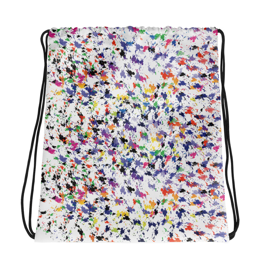 Lovin' Life - splatter paint white Drawstring bag