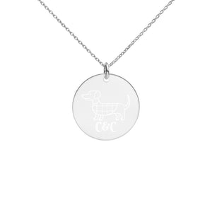 dog luv Engraved Silver Disc Necklace